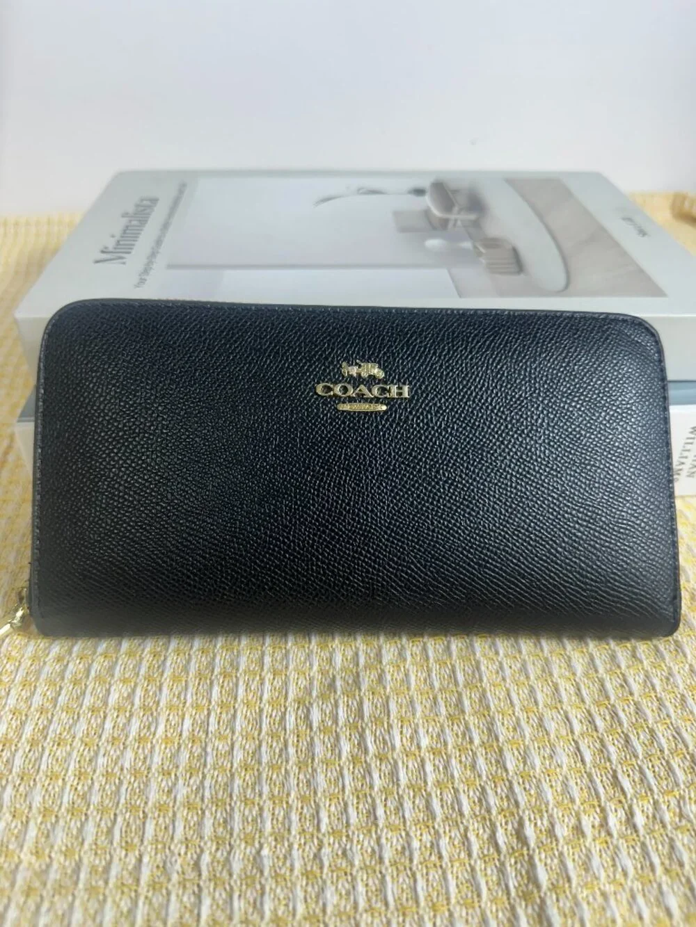 Coach Black Leather Zip Around Long Wallet